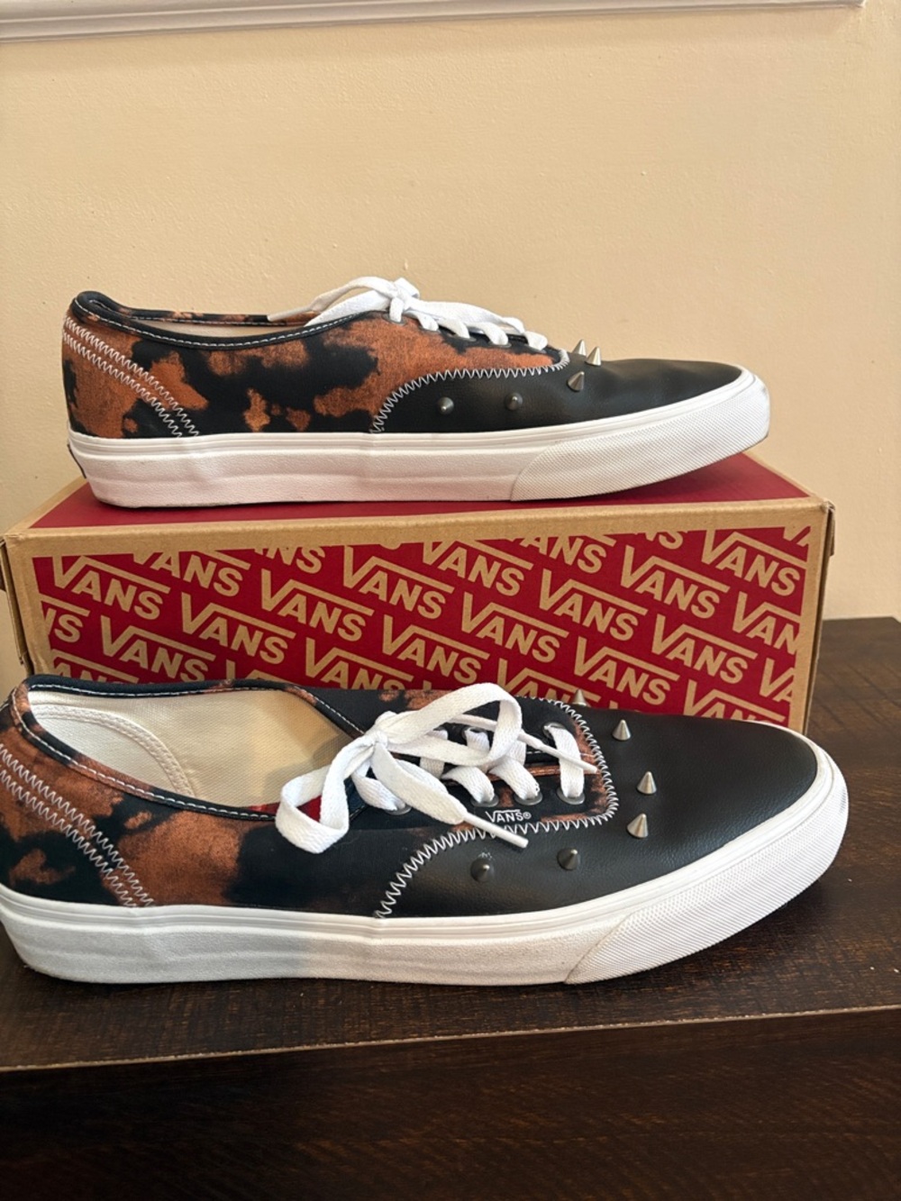 Vans Black and Brown Low-Top Sneakers with Studs